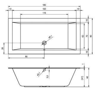 Акриловая ванна Riho Lugo B134001005 180х90см белый